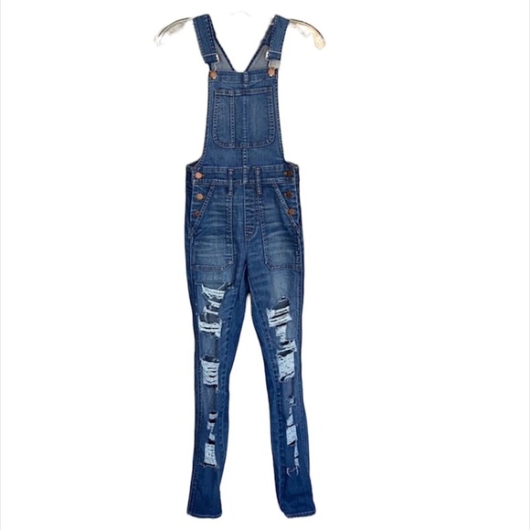 Madewell Adrian Distressed Jean Skinny Fit Overalls Size XXS - Picture 2 of 14